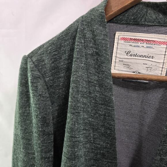 Anthropologie Blazer Women Small Dark Green Open Jacket Cartonnier Unstructured - Picture 2 of 13